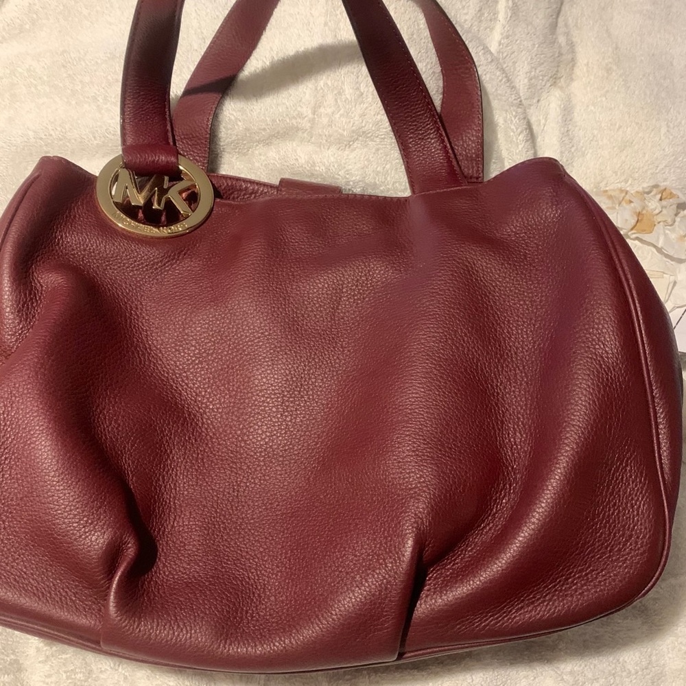 MK soft leather large wine colored handbag